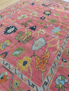 พรมทอมือแบบกันลื่น ซักได้ สีชมพู ลายอูชัก สไตล์ตุรกีคลาสสิก สีพื้น ทำจากขนสัตว์ ด้านหลังเป็นยางลาเท็กซ์ ขนสั้น เหมาะสำหรับปูพื้นบ้าน - Product Image 6