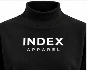 Sudadera de Cuello Alto Negra, Estilo Minimalista, Corte Holgado, Unisex, para Otoño, de Index Apparel - Product Image 6