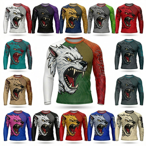 Haut de compression uni à manches longues pour entraînement MMA BJJ, design personnalisé, séchage rapide, idéal pour le fitness, faible MOQ - Product Image 1