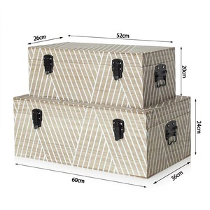 Geometric Pattern Wooden Trunk <b>Box</b> <b>Decorative</b> <b>Storage</b> Chest <b>For</b> Home Organization Stylish Interiors And Multi Purpose <b>Storage</b> - Product Image 3