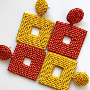 Pendientes florales con cuentas, joyería artesanal con múltiples cuentas para mujer, para fiestas festivas a precio económico. - Product Image 1