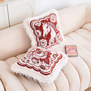 Housses de coussin vintage, housses de coussin jacquard avec pompons <span class=keywords><strong>pour</strong></span> canapé, salon, chambre, décoration intérieure - Product Image 3