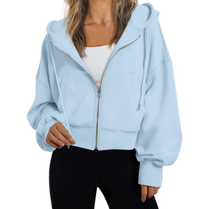 Sweat à capuche court personnalisé pour femme en molleton, pull décontracté streetwear à manches longues, tie-dye, écologique, marque privée, OEM - Product Image 3