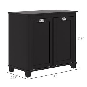 Mobili da Bagno Neri con Superficie Impermeabile, Cesto Portabiancheria Ribaltabile con 2 Scomparti - Product Image 3