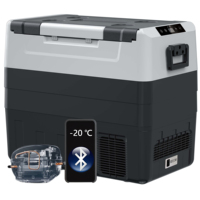 Réfrigérateur portable pour voiture 55L à double alimentation (solaire/CC/CA) avec compresseur -20~10°C, LED interne et poignée pour utilisation en extérieur