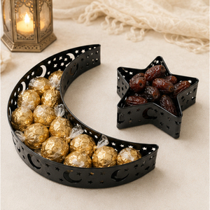 Bandeja de Metal con Diseño de Luna y Estrella para Decoración de Ramadán, Plato de Servir Hueco de Hierro para Eid Mubarak, Decoración Islámica para Mesa del Hogar - Product Image 2