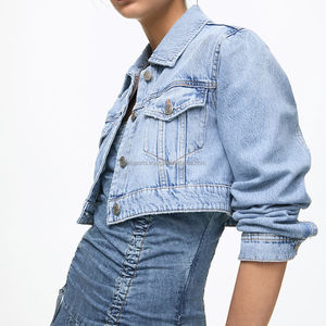 Multi-color Customization <b>Ladies</b> Denim <b>Jacket</b> Soft Button Front Medium Wash Autumn and Spring Fashion <b>Ladies</b>' Coat Wholesale - Product Image 2