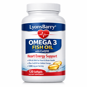 Aceite de Pescado Omega 3 con CoQ10 en Cápsulas Blandas de 500mg, Apoyo para el Corazón y la Energía, Sin Gluten, LyonsBarry, Fabricante OEM GMP - Product Image 3