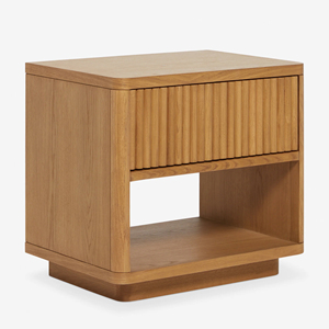 Table de chevet moderne en bois massif de luxe avec un tiroir et une étagère ouverte, table d'appoint minimaliste pour chambre à coucher ou hôtel - Product Image 1