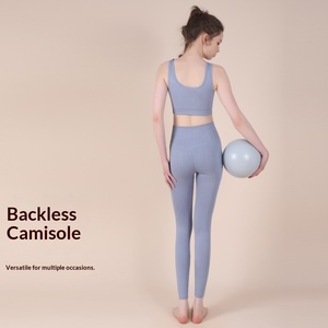 Wholesale Eco-friendly 2-piece Girls' Workout Gym Fitness Cross Waist Butt Lift <b>Yoga</b> Sportswear Solid Pattern Adults <b>Yoga</b> <b>Sets</b> - Product Image 5