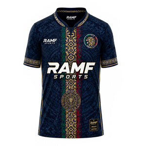 Camiseta Deportiva de Fútbol Personalizada Retro de México, Transpirable, de Poliéster Sublimado, Cuello en V, Corte Holgado, para Hombre - Product Image 3