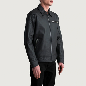 Chaqueta de Cuero PU Transpirable y Ecológica al por Mayor, Estilo Urbano, con Cierre, para Hombre, Primavera-Otoño, Cuello Alto, Moda Masculina - Product Image 2