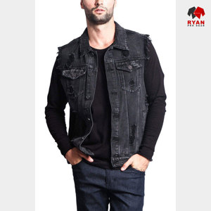 Gilet en jean unisexe sans manches, design personnalisé, écologique, tendance, avec logo personnalisé, Ryan Pro Gear - Product Image 5