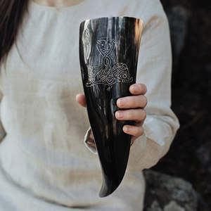 Corne à boire viking de luxe, faite à la main, style rustique médiéval, avec emballage carton - Product Image 4