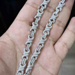 925 Silver Moissanite Diamond Cuban Link <b>Chain</b> Necklace Hip Hop Bling Jewelry <b>Rapper</b> Style Party Wear - Product Image 3