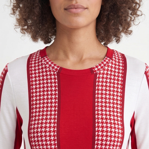 Vestido de Maternidad a Cuadros Rojos y Blancos para Mujer, Manga Larga, Cuello en V, Largo hasta la Rodilla, Corte Holgado, Línea A, 100% Poliéster, Vestido de Verano, Ropa de Dormir - Product Image 6