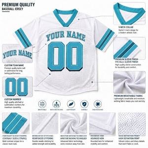 Camiseta de Fútbol Americano Sublimada Personalizada con Marca, 100% Poliéster, Secado Rápido, Cuello de Malla Blanca, Manga Corta para Hombre - Product Image 6