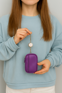 WRIZA Étui à clés élégant pour femmes, petit sac à la mode en cuir véritable coloré avec fermeture éclair, étanche, de haute qualité WRIZA - Product Image 3
