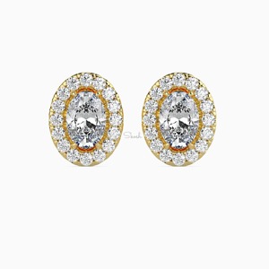 6 TCW <b>Emerald</b> Round Pear Mixed Cut Halo Solitaire Stud <b>Earrings</b> 18K Gold Plated Moissanite-Wedding & Anniversary Gift for Women - Product Image 3