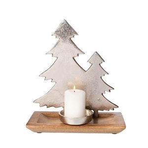 Modern Silver Christmas <b>Tree</b> Ornament High Quality Metal & Wood Sculpture Star Handmade Eco-Friendly for Weddings Decorations - Product Image 1
