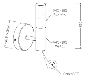 Modern 6W Decorative LED Wall Lamp with Switch, 3000K <b>Indoor</b> <b>Light</b>, OEM ODM - Product Image 4