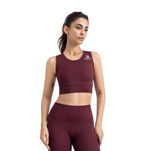 Soutien-gorge de sport pour femme bordeaux, haut court sans manches, ajusté, pour la gym, le yoga, l'entraînement, le fitness et les loisirs - Product Image 1