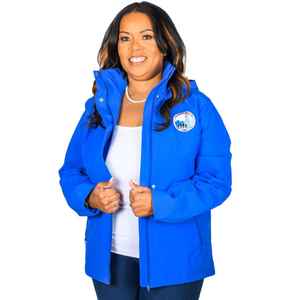 Veste coupe-vent Jack and Jill pour femme, bleue, veste d'extérieur avec logo brodé, légère, fermeture éclair - Product Image 3