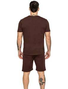 Men's Breathable Cotton Crew Neck T-Shirt and Shorts <b>Set</b> Casual Summer Wear Solid Color <b>Knitted</b> Fabric Street Style 2 Piece <b>set</b> - Product Image 4