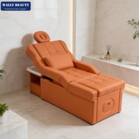 Wally Beauty Cama Eléctrica Japonesa para Spa Capilar, Mueble de Salón, Cama de Masaje y Spa con Lavabo para Pedicura, Silla de Lavado de Cabello