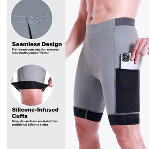 Custom High Waisted Knee Length Knitted Solid Wholesale OEM Biker <b>Shorts</b> High Elastic <b>Compression</b> Mens Fitness Running - Product Image 5