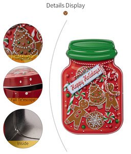 Boîte à biscuits de Noël XH avec couvercle, boîte-cadeau vide pour bonbons, emballage de fête - Product Image 4