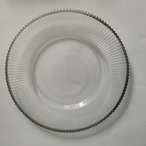 Wholesale 13 Inch Gold Rimmed Wedding Glass Charger Plates Plate Dish <b>Dinnerware</b> <b>Set</b> For Wedding & Housewarming Food Usage - Product Image 5