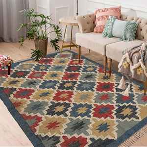 Alfombra Antideslizante Tejida a Mano de Yute y Lana, Alfombras Kilim para Sala de Estar, Dormitorio y Estudio - Product Image 1