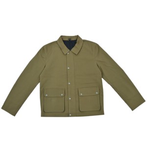 Men's Brown Canvas Logo Front Hooded Collar Shirt Jacket <b>Covered</b> <b>Button</b> Closure Breathable 100% Cotton Winter Streetwear Regular - Product Image 2