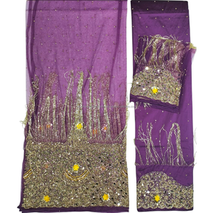 Vestido cruzado sedoso africano de lujo Georges con piedras doradas hecho a mano para fiestas durante todo el año para Otoño/Invierno/primavera/verano - Product Image 4