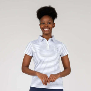 Camiseta Polo a Rayas Cómoda para Mujer, Tejido de Punto Suave y Duradero, Estampado Único para Uso Diario, Precio al por Mayor OEM - Product Image 6
