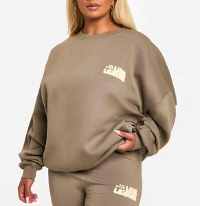 Conjunto Deportivo Casual de Dos Piezas para Mujer, Top de Manga Larga con Cuello Redondo y Pantalones Anchos, Fabricante de Conjuntos Deportivos con Logotipo Personalizado - Product Image 5
