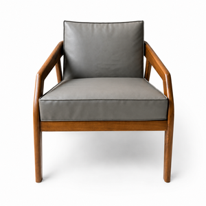 Fauteuil lounge ergonomique minimaliste en bois massif, style Mid-Century, avec coussin rembourré, en teck, pour salon, mobilier de maison écologique - Product Image 1