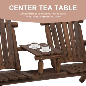 Panca da Patio Moderna in Legno Carbonizzato Stile Adirondack con Tavolino Centrale per Relax all'Aperto - Product Image 5