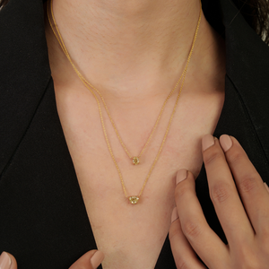 Dainty Minimalist Style Prong Set Natural Diamond K18 Yellow Gold Stacking Solitaire Pendant Necklace Wholesale Price Jewelry - Product Image 2