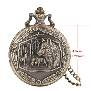 NW1453 Montre de poche créative loup sauvage vintage bronze - Product Image 2