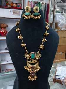 Kashmiri <b>Indian</b> Long Necklace <b>Jewelry</b> <b>Set</b> Gold Plated For Girls Women Party Wear - Product Image 2