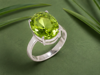 Bague en pierre précieuse péridot naturelle, argent sterling 925, faite à la main, bijou vert en cristal pour femme