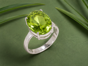 Natural Peridot Gemstone <b>Ring</b> 925 Sterling <b>Silver</b> Handmade Green Crystal <b>Statement</b> Jewelry for Women - Product Image 1