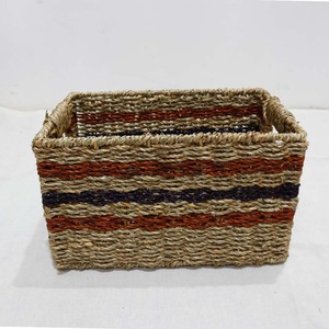 Waterproof Rustic Rectangle Storage <b>Basket</b> Iron Wire Frame Synthetic <b>Plastic</b> Wicker Material Handles for Multifunction - Product Image 5