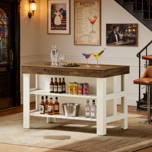Tavolo da Bar Moderno per Interni/Esterni, per Casa, Hotel, Caffè, Banchetti, Arredamento in Legno e Acciaio per Camera da Letto, Cucina, Feste e Eventi all'Aperto - Product Image 1