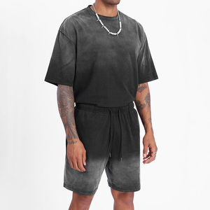 OEM Custom Logo T-Shirt Shorts <b>Set</b> Street Fashion Wholesale Men's Cotton Two Piece Outfit Manufacturer - Product Image 5