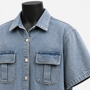 Camisa de Mezclilla de Manga Corta para Hombre de Primera Calidad, Suministro al por Mayor, Precio de Fábrica - Product Image 6