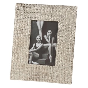 Silver Textured Rectangle <b>Metal</b> Photo <b>Frame</b> Durable Design for Home Decor - Product Image 1