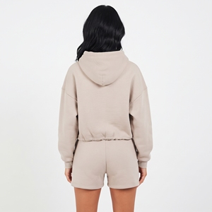 <b>Women</b> Solid Black Washed Cropped Hooded Long Sleeve Casual Pullover <b>Sweatshirt</b> Kangaroo Pocket Front 100% Cotton Eco-Friendly - Product Image 6